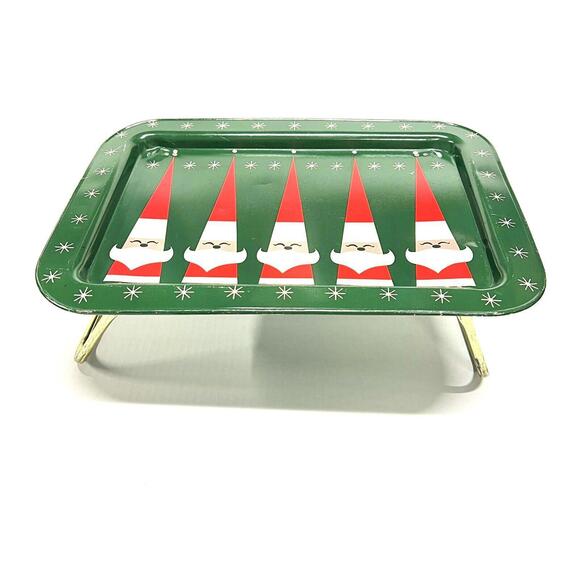 VTG Holt Howard Atomic Snowman Christmas Serving Tray TV Dinner Legs Green Rare - Picture 1 of 15